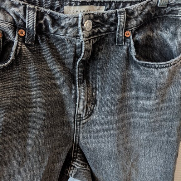Topshop Black Mom Jeans High-Waisted Non-Stretch Denim Size 28 Casual - Picture 6 of 6